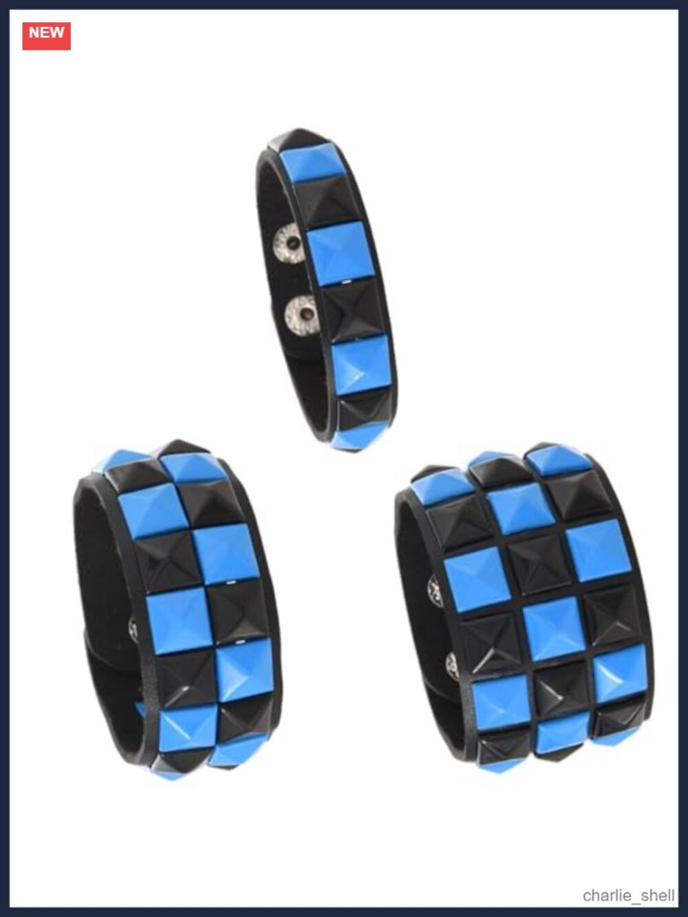 Faux Leather Punk Cuff Bracelets Studded Adjustable 3 Piece Set